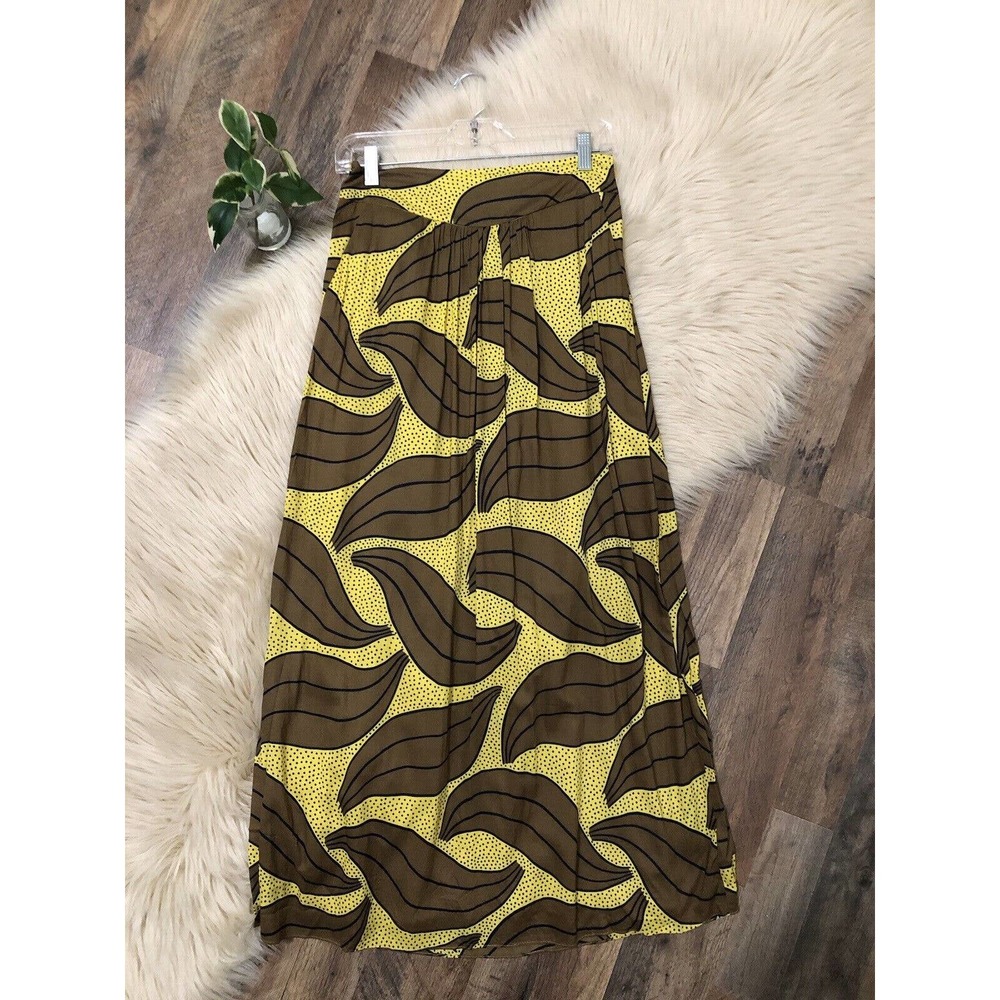 Boden Yellow and Brown Maxi Skirt